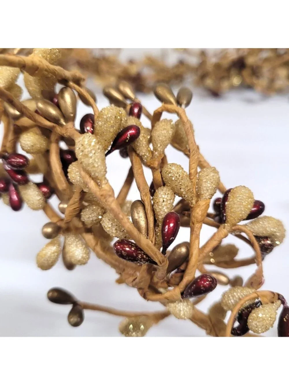 Garland Pip Berries Red Gold Frosted Tan 65